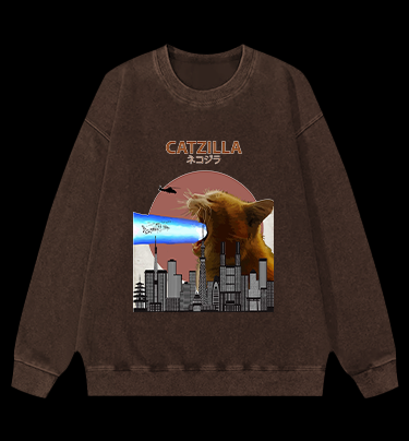 CATZILLA Vintage Washed 100% Cotton Sweatshirt