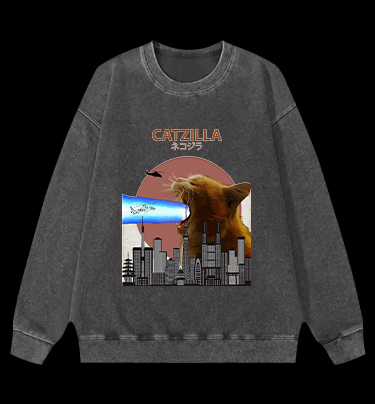 CATZILLA Vintage Washed 100% Cotton Sweatshirt
