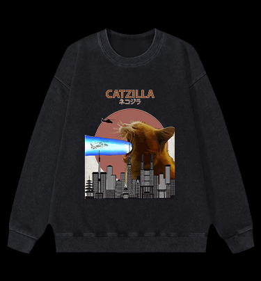 CATZILLA Vintage Washed 100% Cotton Sweatshirt