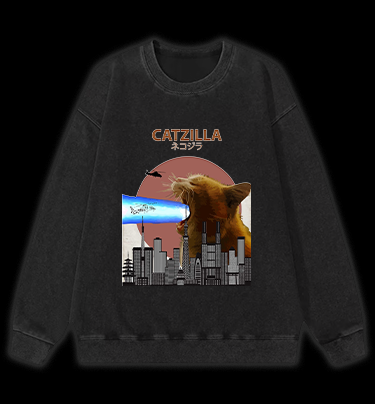 CATZILLA Vintage Washed 100% Cotton Sweatshirt