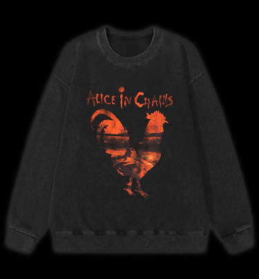 Alice In Chains Rooster Vintage Washed 100% Cotton Sweatshirt