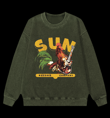 Record Company Rooster Vintage Washed 100% Cotton Sweatshirt