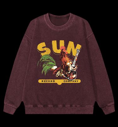 Record Company Rooster Vintage Washed 100% Cotton Sweatshirt