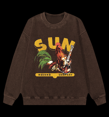 Record Company Rooster Vintage Washed 100% Cotton Sweatshirt
