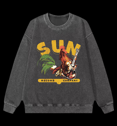 Record Company Rooster Vintage Washed 100% Cotton Sweatshirt