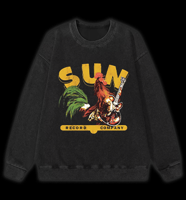 Record Company Rooster Vintage Washed 100% Cotton Sweatshirt