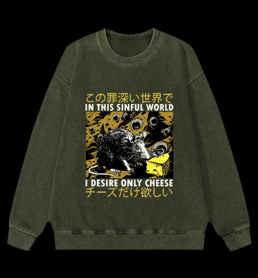 Sinful World Mouse Monster Vintage Washed 100% Cotton Sweatshirt