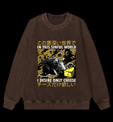 Sinful World Mouse Monster Vintage Washed 100% Cotton Sweatshirt