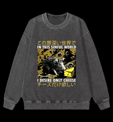 Sinful World Mouse Monster Vintage Washed 100% Cotton Sweatshirt