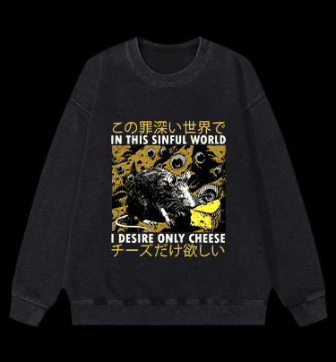 Sinful World Mouse Monster Vintage Washed 100% Cotton Sweatshirt