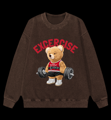 Exercise Bear Vintage Washed 100% Cotton Sweatshirt