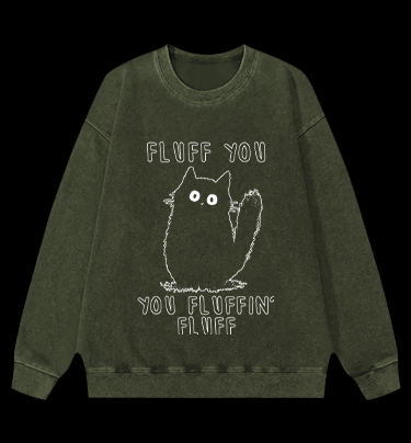 Fluffy Cat Attitude Vintage Washed 100% Cotton Sweatshirt
