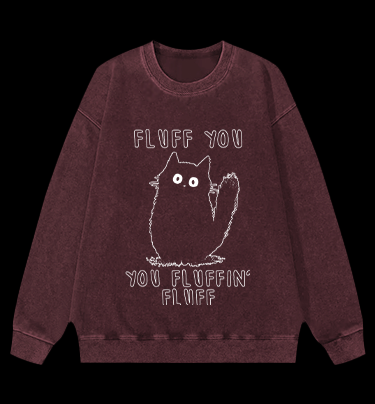 Fluffy Cat Attitude Vintage Washed 100% Cotton Sweatshirt