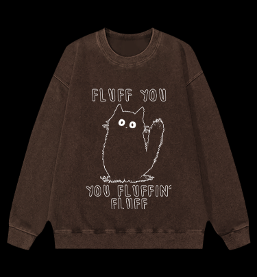 Fluffy Cat Attitude Vintage Washed 100% Cotton Sweatshirt