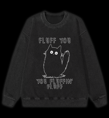 Fluffy Cat Attitude Vintage Washed 100% Cotton Sweatshirt