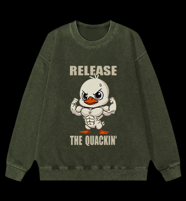 Quackin Duck Gym Vintage Washed 100% Cotton Sweatshirt