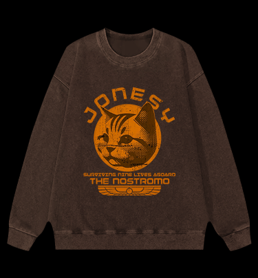 Xenomorph:JONESY Cat Vintage Washed 100% Cotton Sweatshirt