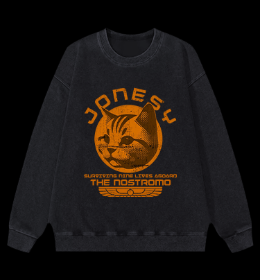Xenomorph:JONESY Cat Vintage Washed 100% Cotton Sweatshirt