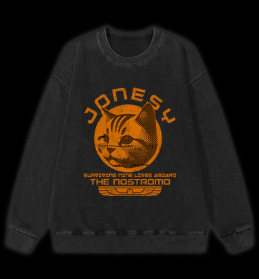 Xenomorph:JONESY Cat Vintage Washed 100% Cotton Sweatshirt