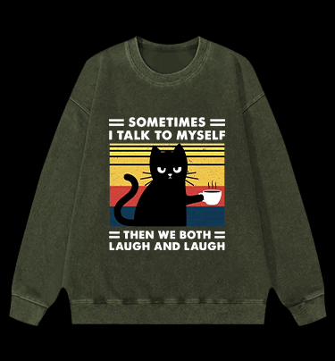Cat Chats Vintage Washed 100% Cotton Sweatshirt