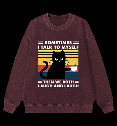 Cat Chats Vintage Washed 100% Cotton Sweatshirt