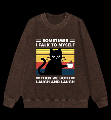 Cat Chats Vintage Washed 100% Cotton Sweatshirt