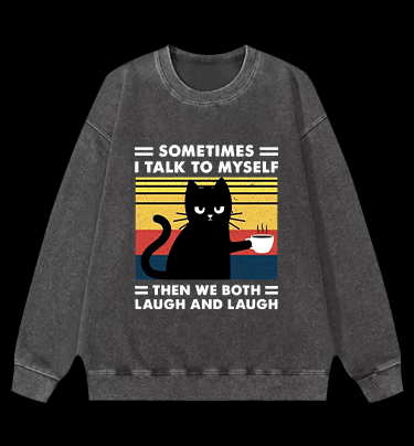 Cat Chats Vintage Washed 100% Cotton Sweatshirt