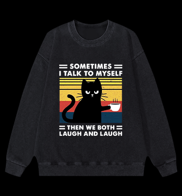 Cat Chats Vintage Washed 100% Cotton Sweatshirt
