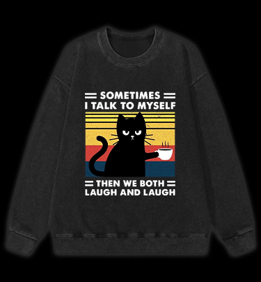 Cat Chats Vintage Washed 100% Cotton Sweatshirt