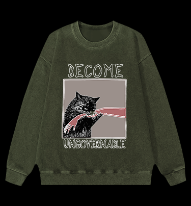 Unruly cat Vintage Washed 100% Cotton Sweatshirt