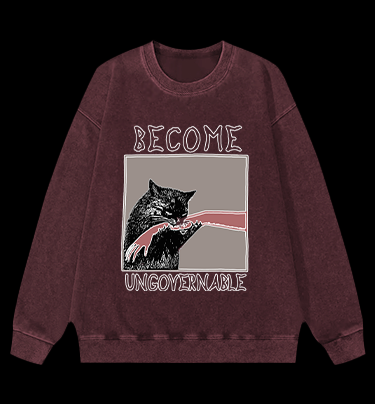 Unruly cat Vintage Washed 100% Cotton Sweatshirt