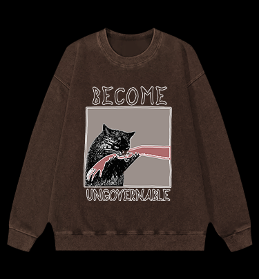 Unruly cat Vintage Washed 100% Cotton Sweatshirt