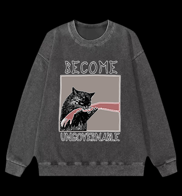 Unruly cat Vintage Washed 100% Cotton Sweatshirt