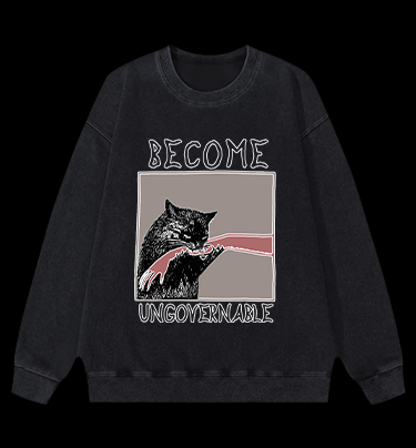 Unruly cat Vintage Washed 100% Cotton Sweatshirt