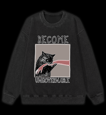Unruly cat Vintage Washed 100% Cotton Sweatshirt
