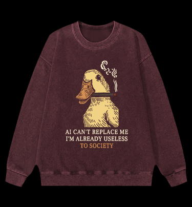Smoking Duck says Bear Vintage Washed 100% Cotton Sweatshirt