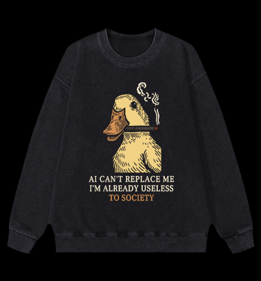 Smoking Duck says Bear Vintage Washed 100% Cotton Sweatshirt