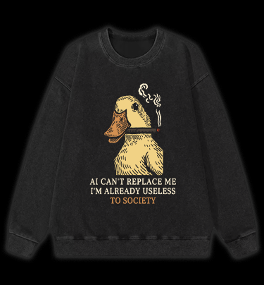 Smoking Duck says Bear Vintage Washed 100% Cotton Sweatshirt