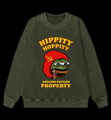 Communist Pepe the Frog Vintage Washed 100% Cotton Sweatshirt