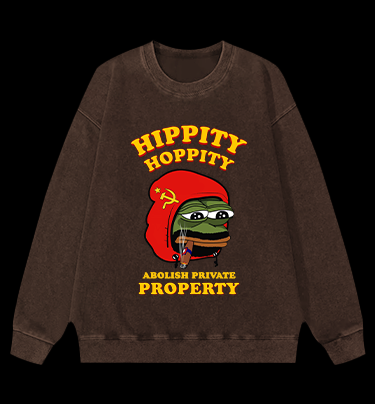 Communist Pepe the Frog Vintage Washed 100% Cotton Sweatshirt