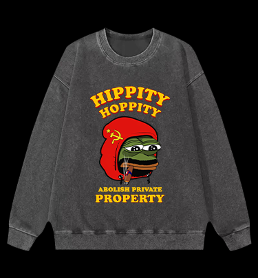 Communist Pepe the Frog Vintage Washed 100% Cotton Sweatshirt