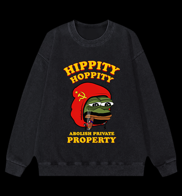Communist Pepe the Frog Vintage Washed 100% Cotton Sweatshirt