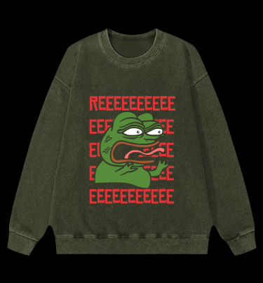 Angry Communist Pepe the Frog Vintage Washed 100% Cotton Sweatshirt