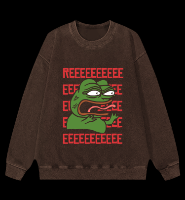 Angry Communist Pepe the Frog Vintage Washed 100% Cotton Sweatshirt