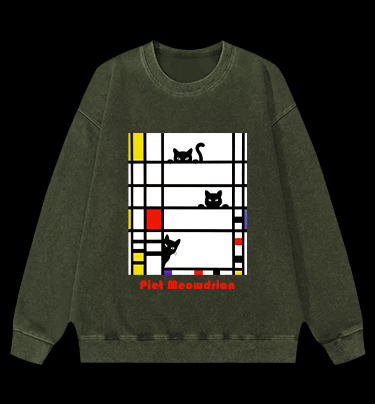 Piet Cornelies Mondrian Vintage Washed 100% Cotton Sweatshirt