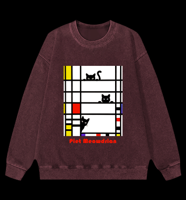 Piet Cornelies Mondrian Vintage Washed 100% Cotton Sweatshirt