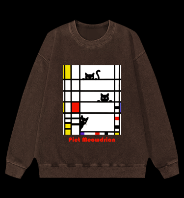Piet Cornelies Mondrian Vintage Washed 100% Cotton Sweatshirt