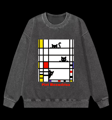 Piet Cornelies Mondrian Vintage Washed 100% Cotton Sweatshirt