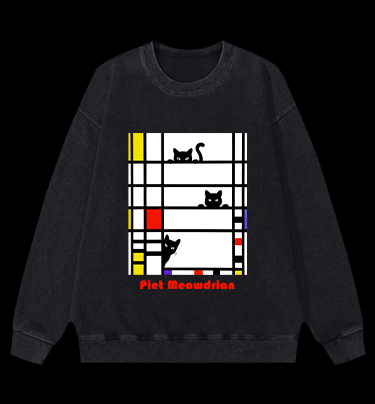 Piet Cornelies Mondrian Vintage Washed 100% Cotton Sweatshirt