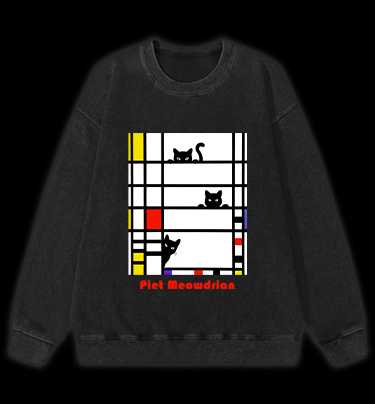 Piet Cornelies Mondrian Vintage Washed 100% Cotton Sweatshirt